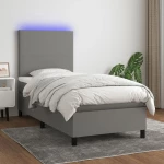 ΚΡΕΒΑΤΙ BOXSPRING ΜΕ ΣΤΡΩΜΑ & LED ΣΚ.ΓΚΡΙ 100X200 ΕΚ ΥΦΑΣΜΑΤΙΝΟ 3134694