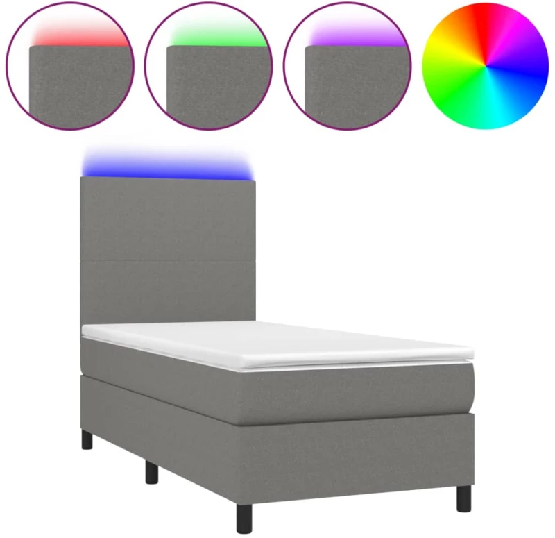 ΚΡΕΒΑΤΙ BOXSPRING ΜΕ ΣΤΡΩΜΑ & LED ΣΚ.ΓΚΡΙ 100X200 ΕΚ ΥΦΑΣΜΑΤΙΝΟ 3134694