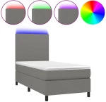 ΚΡΕΒΑΤΙ BOXSPRING ΜΕ ΣΤΡΩΜΑ & LED ΣΚ.ΓΚΡΙ 100X200 ΕΚ ΥΦΑΣΜΑΤΙΝΟ 3134694