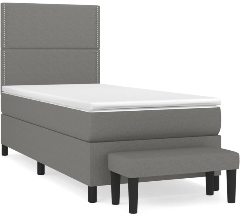 ΚΡΕΒΑΤΙ BOXSPRING ΜΕ ΣΤΡΩΜΑ ΣΚΟΥΡΟ ΓΚΡΙ 100X200 ΕΚ. ΥΦΑΣΜΑΤΙΝΟ 3136494
