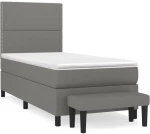 ΚΡΕΒΑΤΙ BOXSPRING ΜΕ ΣΤΡΩΜΑ ΣΚΟΥΡΟ ΓΚΡΙ 100X200 ΕΚ. ΥΦΑΣΜΑΤΙΝΟ 3136494