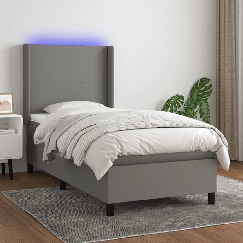 ΚΡΕΒΑΤΙ BOXSPRING ΜΕ ΣΤΡΩΜΑ & LED ΣΚ.ΓΚΡΙ 100X200 ΕΚ ΥΦΑΣΜΑΤΙΝΟ 3138134