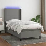 ΚΡΕΒΑΤΙ BOXSPRING ΜΕ ΣΤΡΩΜΑ & LED ΣΚ.ΓΚΡΙ 100X200 ΕΚ ΥΦΑΣΜΑΤΙΝΟ 3138134