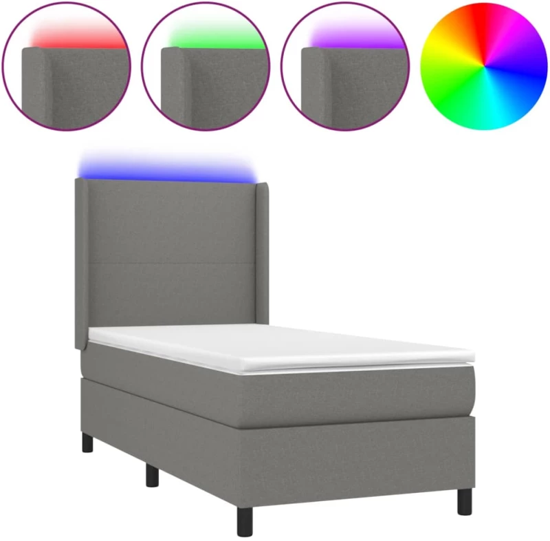 ΚΡΕΒΑΤΙ BOXSPRING ΜΕ ΣΤΡΩΜΑ & LED ΣΚ.ΓΚΡΙ 100X200 ΕΚ ΥΦΑΣΜΑΤΙΝΟ 3138134