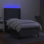 ΚΡΕΒΑΤΙ BOXSPRING ΜΕ ΣΤΡΩΜΑ & LED ΣΚ.ΓΚΡΙ 100X200 ΕΚ ΥΦΑΣΜΑΤΙΝΟ 3138134