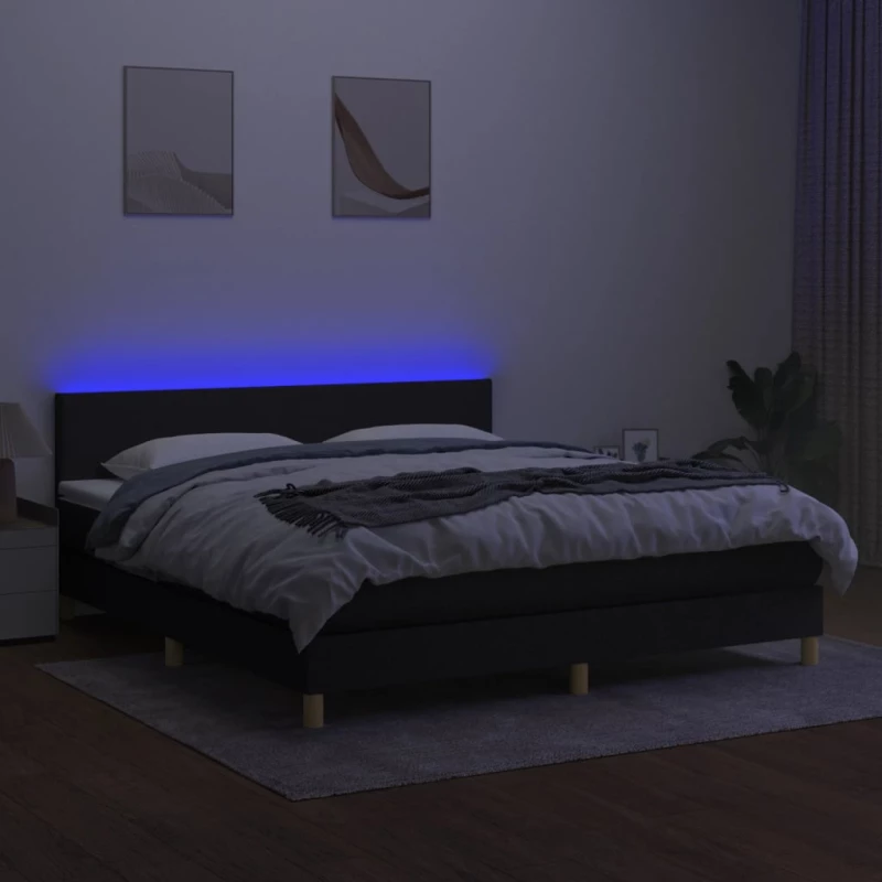 ΚΡΕΒΑΤΙ BOXSPRING ΜΕ ΣΤΡΩΜΑ & LED ΜΑΥΡΟ 180X200 ΕΚ. ΥΦΑΣΜΑΤΙΝΟ 3133575