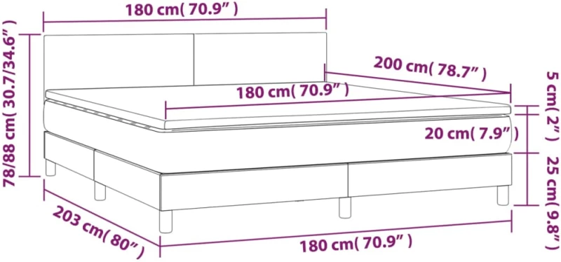 ΚΡΕΒΑΤΙ BOXSPRING ΜΕ ΣΤΡΩΜΑ & LED ΜΑΥΡΟ 180X200 ΕΚ. ΥΦΑΣΜΑΤΙΝΟ 3133575