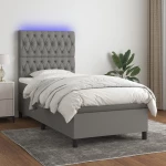 ΚΡΕΒΑΤΙ BOXSPRING ΜΕ ΣΤΡΩΜΑ & LED ΣΚ.ΓΚΡΙ 80X200 ΕΚ. ΥΦΑΣΜΑΤΙΝΟ 3135070