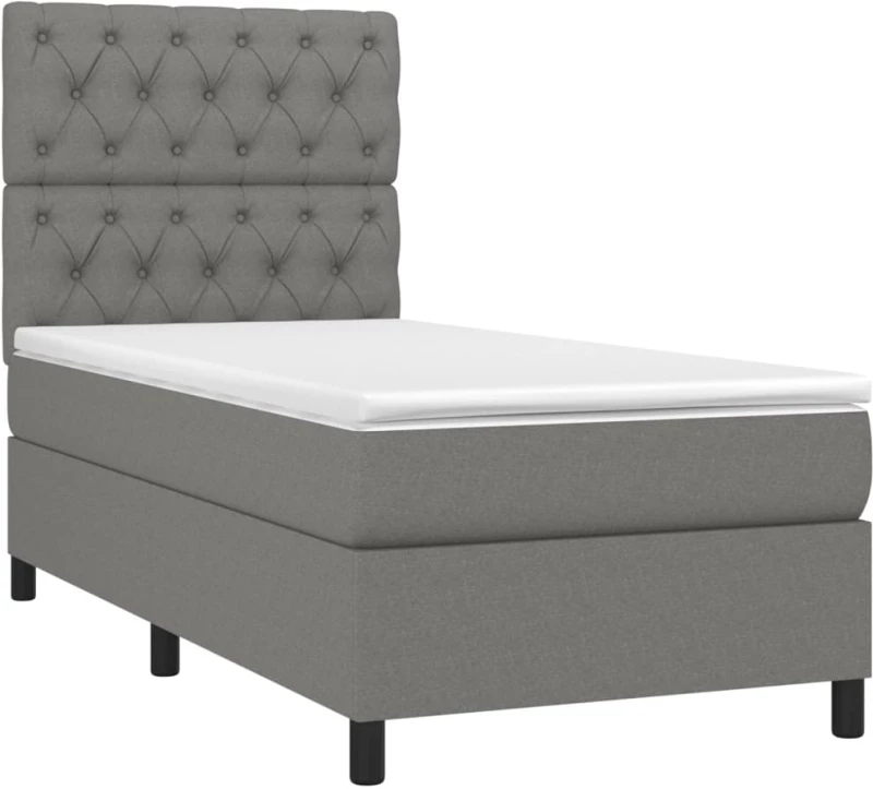 ΚΡΕΒΑΤΙ BOXSPRING ΜΕ ΣΤΡΩΜΑ & LED ΣΚ.ΓΚΡΙ 80X200 ΕΚ. ΥΦΑΣΜΑΤΙΝΟ 3135070