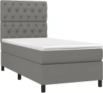ΚΡΕΒΑΤΙ BOXSPRING ΜΕ ΣΤΡΩΜΑ & LED ΣΚ.ΓΚΡΙ 80X200 ΕΚ. ΥΦΑΣΜΑΤΙΝΟ 3135070