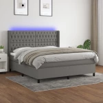 ΚΡΕΒΑΤΙ BOXSPRING ΜΕ ΣΤΡΩΜΑ & LED ΣΚ.ΓΚΡΙ 160X200 ΕΚ ΥΦΑΣΜΑΤΙΝΟ 3138566