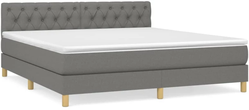 ΚΡΕΒΑΤΙ BOXSPRING ΜΕ ΣΤΡΩΜΑ ΣΚΟΥΡΟ ΓΚΡΙ 160X200 ΕΚ ΥΦΑΣΜΑΤΙΝΟ 3140866