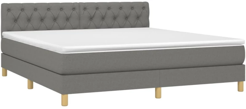 ΚΡΕΒΑΤΙ BOXSPRING ΜΕ ΣΤΡΩΜΑ ΣΚΟΥΡΟ ΓΚΡΙ 160X200 ΕΚ ΥΦΑΣΜΑΤΙΝΟ 3140866