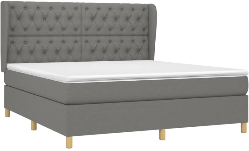 ΚΡΕΒΑΤΙ BOXSPRING ΜΕ ΣΤΡΩΜΑ ΣΚΟΥΡΟ ΓΚΡΙ 160X200 ΕΚ ΥΦΑΣΜΑΤΙΝΟ 3128774