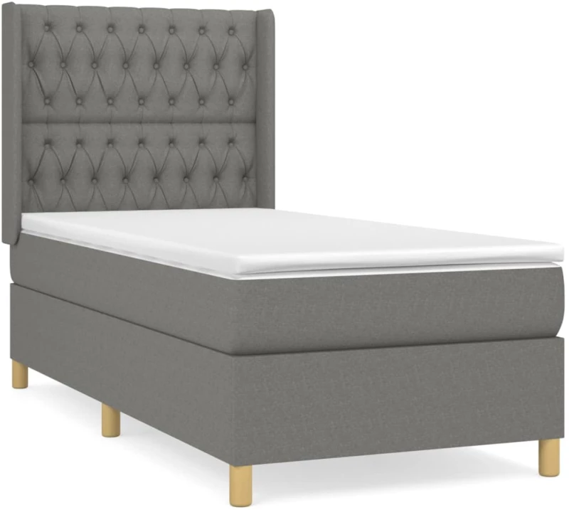 ΚΡΕΒΑΤΙ BOXSPRING ΜΕ ΣΤΡΩΜΑ ΣΚΟΥΡΟ ΓΚΡΙ 90X200 ΕΚ. ΥΦΑΣΜΑΤΙΝΟ 3132202