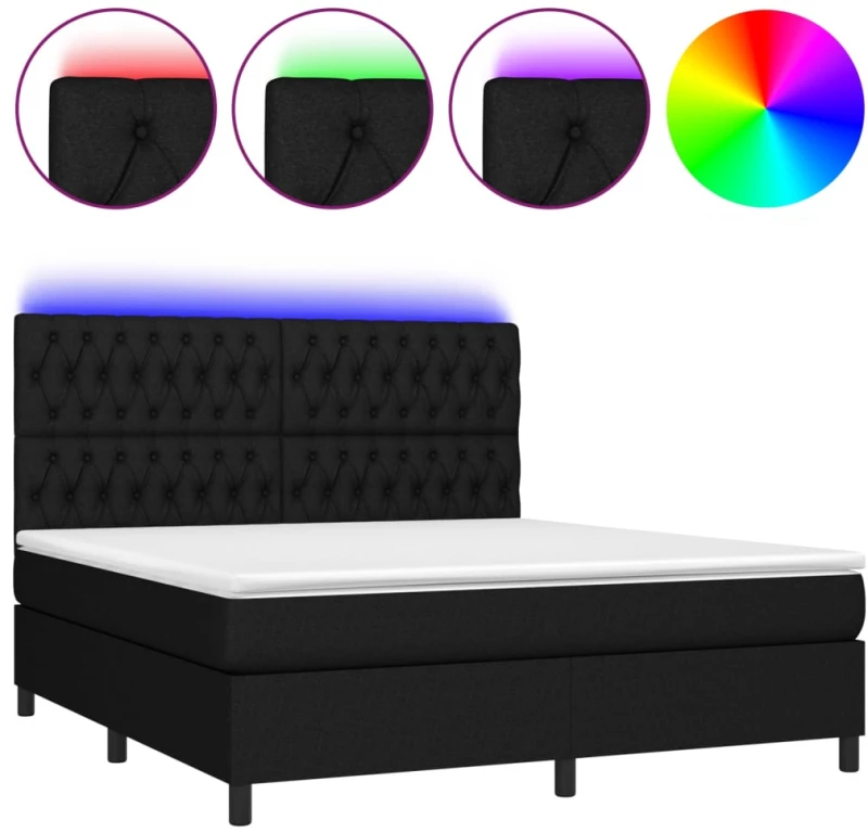 ΚΡΕΒΑΤΙ BOXSPRING ΜΕ ΣΤΡΩΜΑ & LED ΜΑΥΡΟ 160X200 ΕΚ. ΥΦΑΣΜΑΤΙΝΟ 3135127