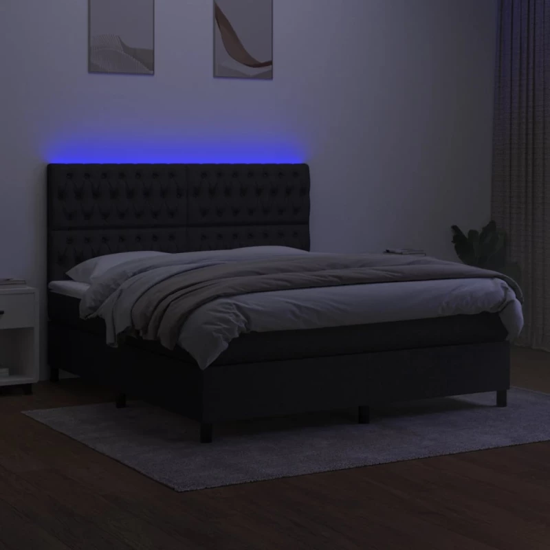 ΚΡΕΒΑΤΙ BOXSPRING ΜΕ ΣΤΡΩΜΑ & LED ΜΑΥΡΟ 160X200 ΕΚ. ΥΦΑΣΜΑΤΙΝΟ 3135127