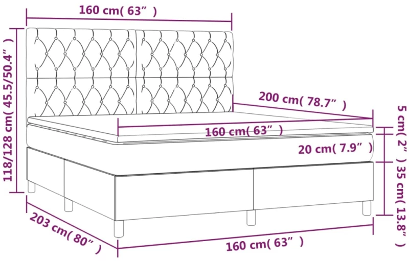 ΚΡΕΒΑΤΙ BOXSPRING ΜΕ ΣΤΡΩΜΑ & LED ΜΑΥΡΟ 160X200 ΕΚ. ΥΦΑΣΜΑΤΙΝΟ 3135127
