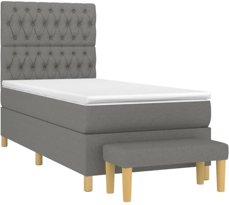 ΚΡΕΒΑΤΙ BOXSPRING ΜΕ ΣΤΡΩΜΑ ΣΚΟΥΡΟ ΓΚΡΙ 100X200 ΕΚ. ΥΦΑΣΜΑΤΙΝΟ 3137374