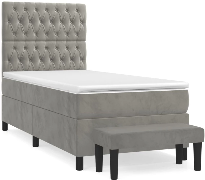 ΚΡΕΒΑΤΙ BOXSPRING ΜΕ ΣΤΡΩΜΑ ΑΝΟΙΧΤΟ ΓΚΡΙ 100X200 ΕΚ. ΒΕΛΟΥΔΙΝΟ 3138007