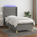 ΚΡΕΒΑΤΙ BOXSPRING ΜΕ ΣΤΡΩΜΑ & LED ΣΚ.ΓΚΡΙ 100X200 ΕΚ ΥΦΑΣΜΑΤΙΝΟ 3139094