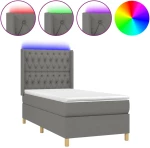 ΚΡΕΒΑΤΙ BOXSPRING ΜΕ ΣΤΡΩΜΑ & LED ΣΚ.ΓΚΡΙ 100X200 ΕΚ ΥΦΑΣΜΑΤΙΝΟ 3139094