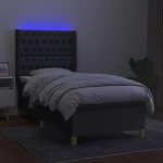 ΚΡΕΒΑΤΙ BOXSPRING ΜΕ ΣΤΡΩΜΑ & LED ΣΚ.ΓΚΡΙ 100X200 ΕΚ ΥΦΑΣΜΑΤΙΝΟ 3139094