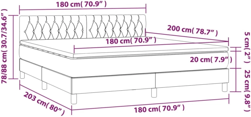 ΚΡΕΒΑΤΙ BOXSPRING ΜΕ ΣΤΡΩΜΑ ΑΝΟΙΧΤΟ ΓΚΡΙ 180X200 ΕΚ. ΥΦΑΣΜΑΤΙΝΟ 3140873