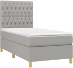 ΚΡΕΒΑΤΙ BOXSPRING ΜΕ ΣΤΡΩΜΑ ΑΝΟΙΧΤΟ ΓΚΡΙ 90X200 ΕΚ. ΥΦΑΣΜΑΤΙΝΟ 3142545