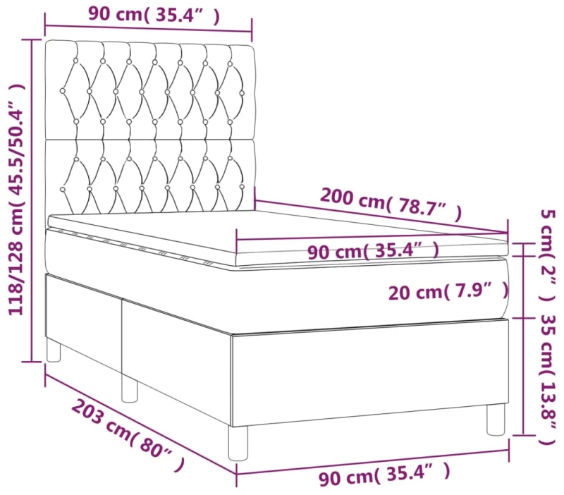 ΚΡΕΒΑΤΙ BOXSPRING ΜΕ ΣΤΡΩΜΑ ΑΝΟΙΧΤΟ ΓΚΡΙ 90X200 ΕΚ. ΥΦΑΣΜΑΤΙΝΟ 3142545