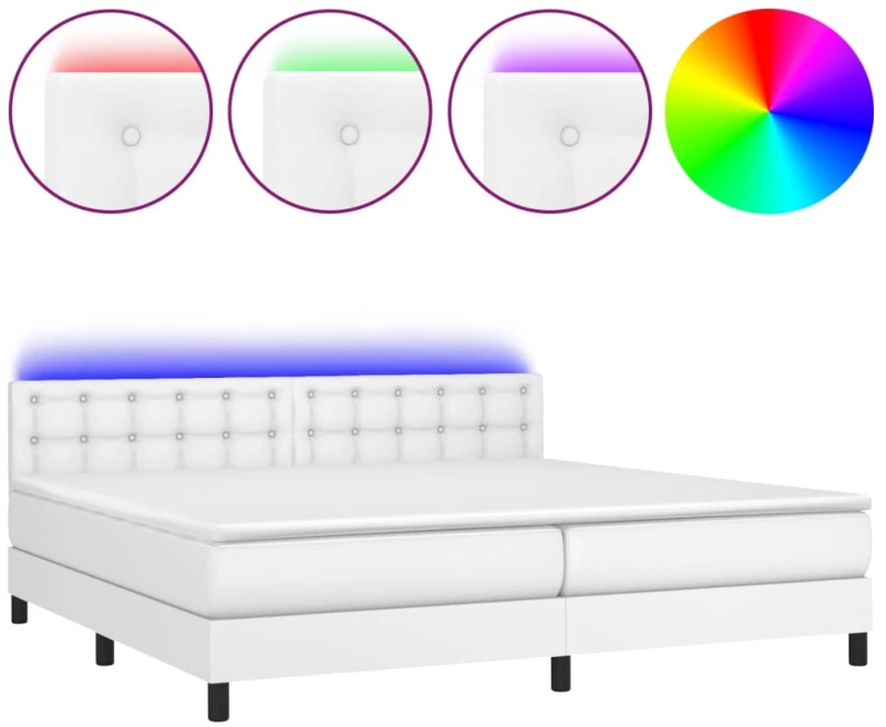 ΚΡΕΒΑΤΙ BOXSPRING ΜΕ ΣΤΡΩΜΑ & LED ΛΕΥΚΟ 200X200 ΕΚ. ΣΥΝΘ. ΔΕΡΜΑ 3134244