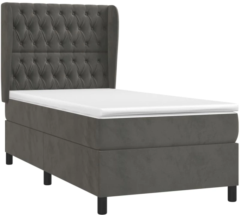 ΚΡΕΒΑΤΙ BOXSPRING ΜΕ ΣΤΡΩΜΑ ΣΚΟΥΡΟ ΓΚΡΙ 100X200 ΕΚ. ΒΕΛΟΥΔΙΝΟ 3129376