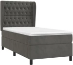 ΚΡΕΒΑΤΙ BOXSPRING ΜΕ ΣΤΡΩΜΑ ΣΚΟΥΡΟ ΓΚΡΙ 100X200 ΕΚ. ΒΕΛΟΥΔΙΝΟ 3129376