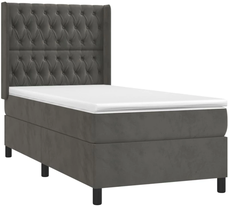 ΚΡΕΒΑΤΙ BOXSPRING ΜΕ ΣΤΡΩΜΑ ΣΚΟΥΡΟ ΓΚΡΙ 100X200 ΕΚ. ΒΕΛΟΥΔΙΝΟ 3132844