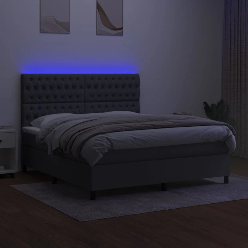 ΚΡΕΒΑΤΙ BOXSPRING ΜΕ ΣΤΡΩΜΑ & LED ΣΚ.ΓΚΡΙ 180X200 ΕΚ ΥΦΑΣΜΑΤΙΝΟ 3135134