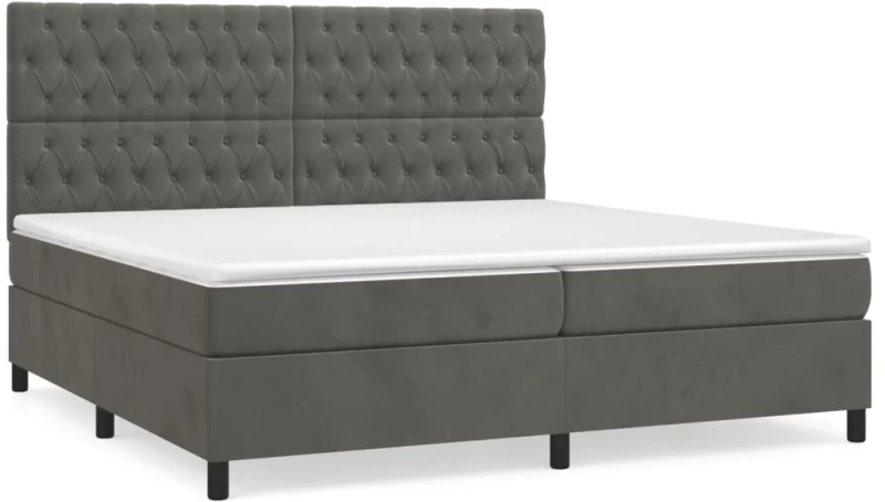 ΚΡΕΒΑΤΙ BOXSPRING ΜΕ ΣΤΡΩΜΑ ΣΚΟΥΡΟ ΓΚΡΙ 200X200 ΕΚ. ΒΕΛΟΥΔΙΝΟ 3143224