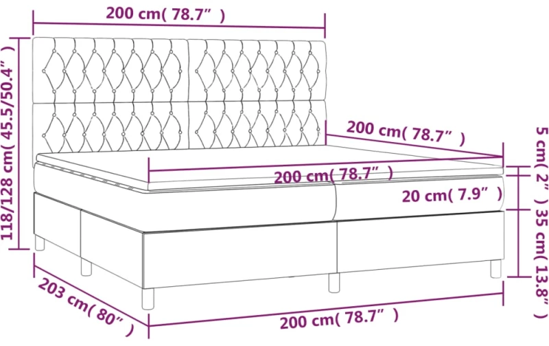 ΚΡΕΒΑΤΙ BOXSPRING ΜΕ ΣΤΡΩΜΑ ΣΚΟΥΡΟ ΓΚΡΙ 200X200 ΕΚ. ΒΕΛΟΥΔΙΝΟ 3143224