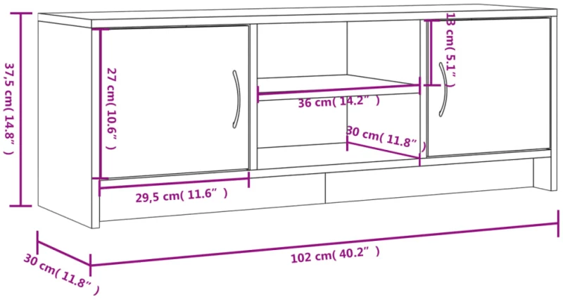 ΈΠΙΠΛΟ ΤΗΛΕΟΡΑΣΗΣ ΓΚΡΙ SONOMA 102X30X37,5 ΕΚ. ΑΠΟ ΕΠΕΞΕΡΓ. ΞΥΛΟ 823259