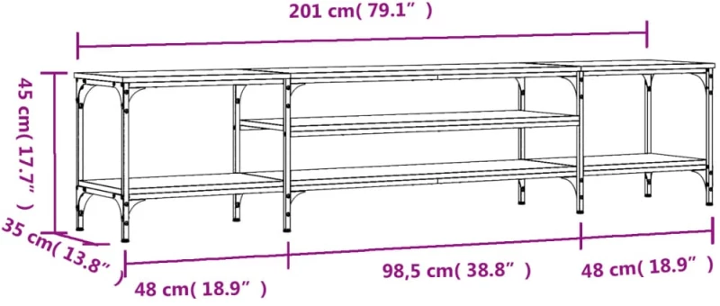 ΈΠΙΠΛΟ ΤΗΛΕΟΡΑΣΗΣ SONOMA ΓΚΡΙ 201X35X45 ΕΚ. ΕΠΕΞ. ΞΥΛΟ/ΣΙΔΕΡΟ 831816