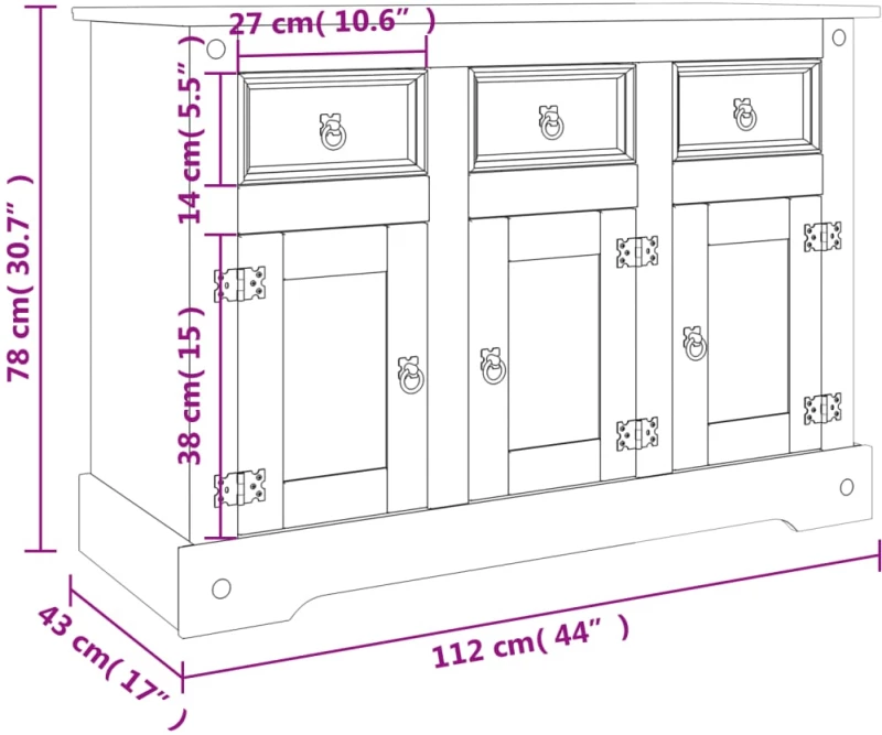 ΝΤΟΥΛΑΠΙ CORONA ΓΚΡΙ 112 X 43 X 78 ΕΚ. ΜΑΣΙΦ ΞΥΛΟ ΠΕΥΚΟΥ 355084