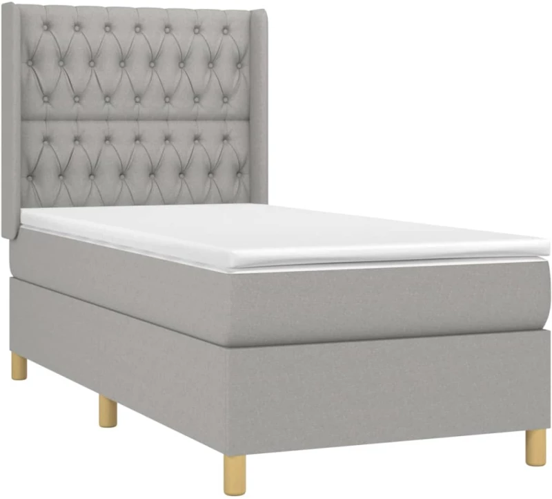 ΚΡΕΒΑΤΙ BOXSPRING ΜΕ ΣΤΡΩΜΑ ΑΝΟΙΧΤΟ ΓΚΡΙ 90X190 ΕΚ. ΥΦΑΣΜΑΤΙΝΟ 3132193