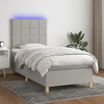ΚΡΕΒΑΤΙ BOXSPRING ΜΕ ΣΤΡΩΜΑ & LED ΑΝ.ΓΚΡΙ 90X190 ΕΚ. ΥΦΑΣΜΑΤΙΝΟ 3135397