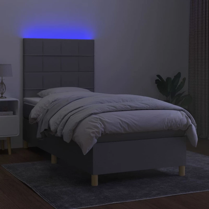 ΚΡΕΒΑΤΙ BOXSPRING ΜΕ ΣΤΡΩΜΑ & LED ΑΝ.ΓΚΡΙ 90X190 ΕΚ. ΥΦΑΣΜΑΤΙΝΟ 3135397