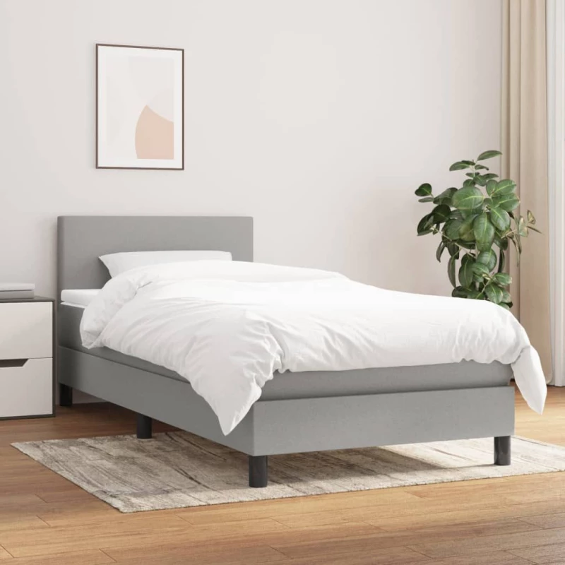 ΚΡΕΒΑΤΙ BOXSPRING ΜΕ ΣΤΡΩΜΑ ΑΝΟΙΧΤΟ ΓΚΡΙ 90X190 ΕΚ. ΥΦΑΣΜΑΤΙΝΟ 3139857