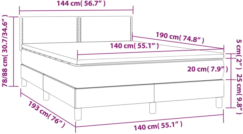 ΚΡΕΒΑΤΙ BOXSPRING ΜΕ ΣΤΡΩΜΑ ΣΚΟΥΡΟ ΚΑΦΕ 140X190 ΕΚ. ΥΦΑΣΜΑΤΙΝΟ 3140532