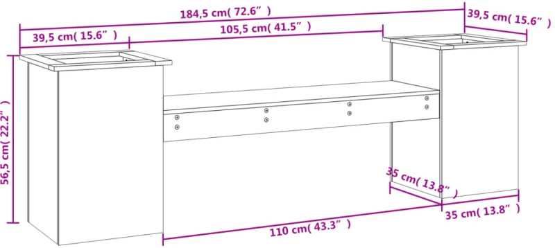 ΖΑΡΝΤΙΝΙΕΡΑ ΠΑΓΚΑΚΙ ΛΕΥΚΟ 184,5X39,5X56,5 ΕΚ. ΜΑΣΙΦ ΞΥΛΟ ΠΕΥΚΟΥ 825171