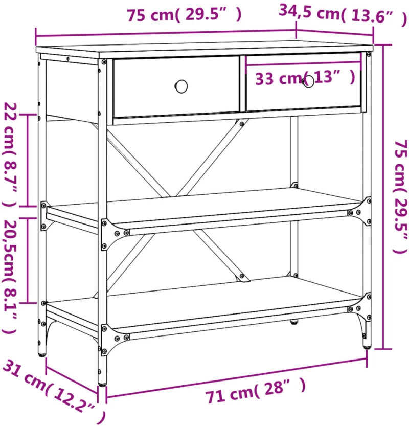 ΤΡΑΠΕΖΙ ΚΟΝΣΟΛΑ ΚΑΠΝΙΣΤΗ ΔΡΥΣ 75X34,5X75 ΕΚ. ΕΠΕΞΕΡΓ. ΞΥΛΟ 833410