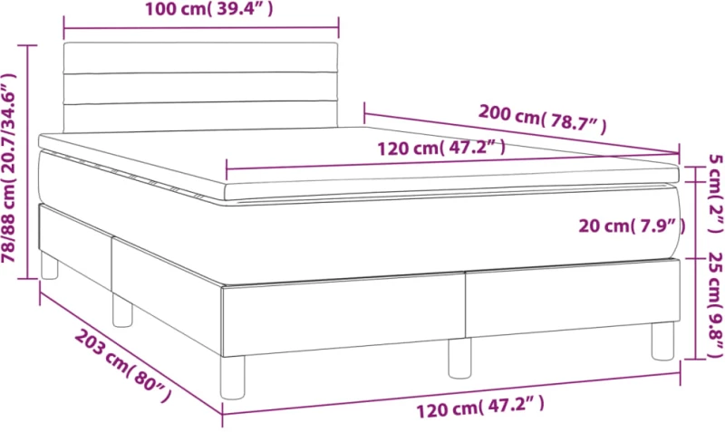 ΚΡΕΒΑΤΙ BOXSPRING ΜΕ ΣΤΡΩΜΑ ΣΚΟΥΡΟ ΓΚΡΙ 120X200 ΕΚ. ΥΦΑΣΜΑΤΙΝΟ 3140122