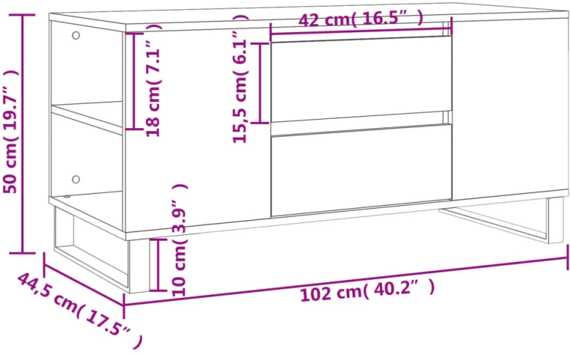 ΤΡΑΠΕΖΑΚΙ ΣΑΛΟΝΙΟΥ ΛΕΥΚΟ 102X44,5X50 ΕΚ. ΑΠΟ ΕΠΕΞΕΡΓΑΣΜΕΝΟ ΞΥΛΟ 831004