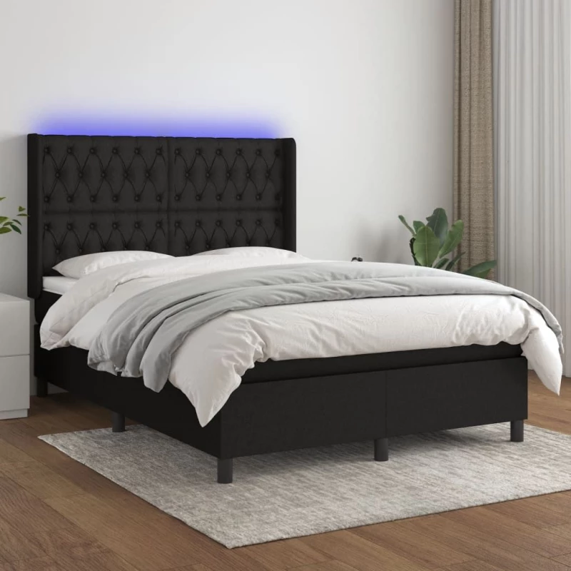 ΚΡΕΒΑΤΙ BOXSPRING ΜΕ ΣΤΡΩΜΑ & LED ΜΑΥΡΟ 140X200 ΕΚ. ΥΦΑΣΜΑΤΙΝΟ 3138559